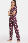 Rosaline Sugar Rush Knit Cotton Pyjama Set - Grape Wine — thumbnail 2